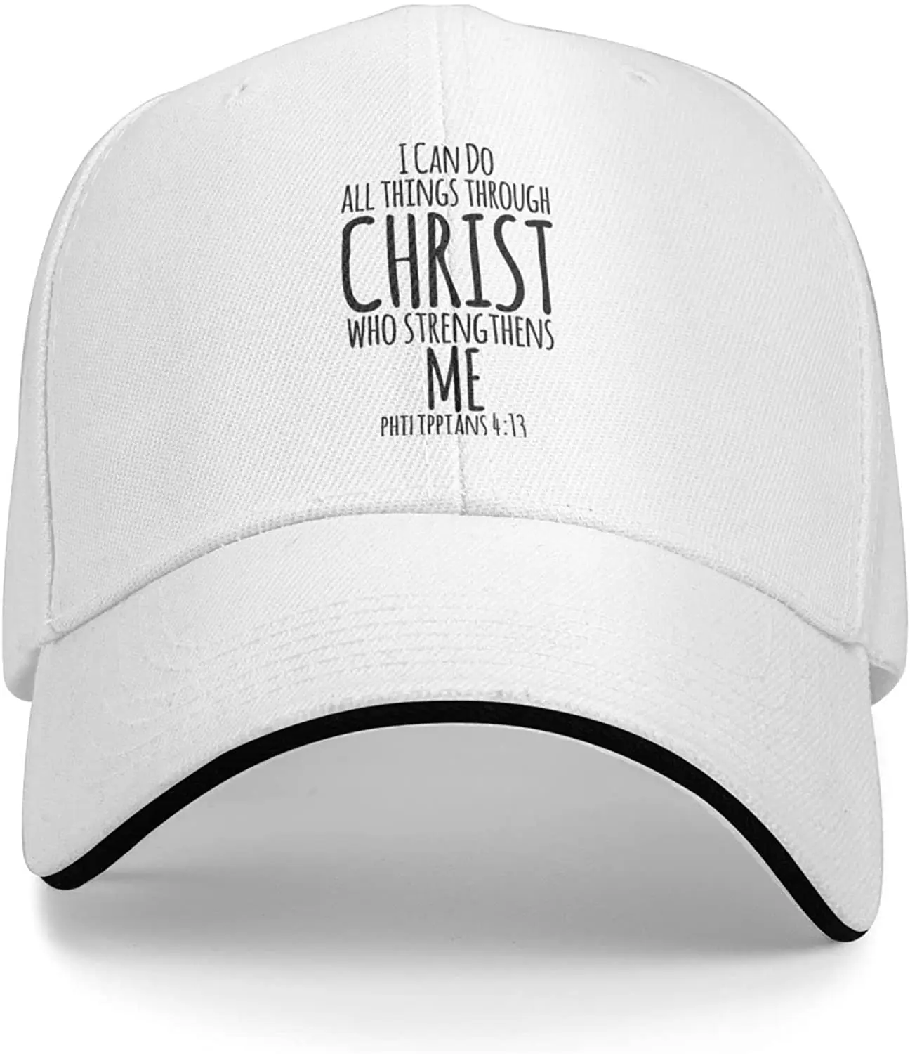 

I Can Do All Things Through Christ, Christian God Baseball Caps Men Women Ball Hat Adjustable Trucker Hat White Cowboy Hat