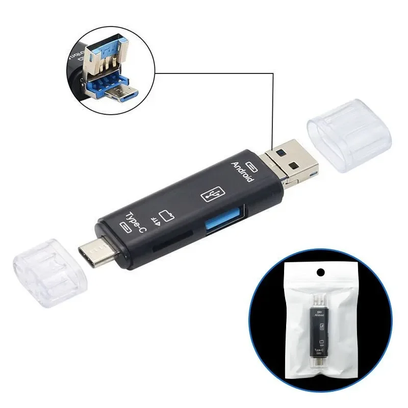 5 in 1 Multifunction Usb 2.0 Type C/Usb /Micro Usb/Tf/SD Memory Card Reader OTG Card Reader Adapter Mobile Phone Accessories
5 in 1 Multifunction Usb 2.0 Type C/Usb /Micro Usb/Tf/SD Memory Card Reader OTG Card Reader Adapter Mobile Phone Accessories