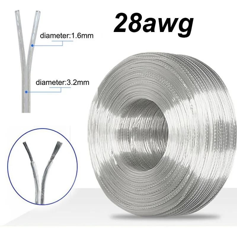 28awg 0.7A 2 Core Clear Transparent Color Copper Parallel Wire DC Power Flat Line 2pin for DIY Extension Cable
28awg 0.7A 2 Core Clear Transparent Color Copper Parallel Wire DC Power Flat Line 2pin for DIY Extension Cable