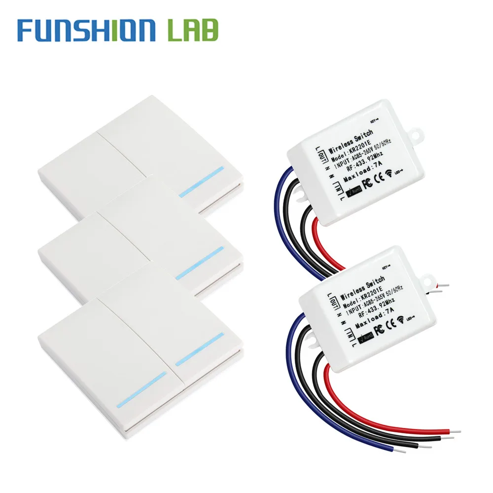 FUNSHION 433Mhz 86 Type Portable RF Wireless Switch Light Remote Control Switch AC 110V 220V Receiver Smart Switch Wall Panel
FUNSHION 433Mhz 86 Type Portable RF Wireless Switch Light Remote Control Switch AC 110V 220V Receiver Smart Switch Wall Panel