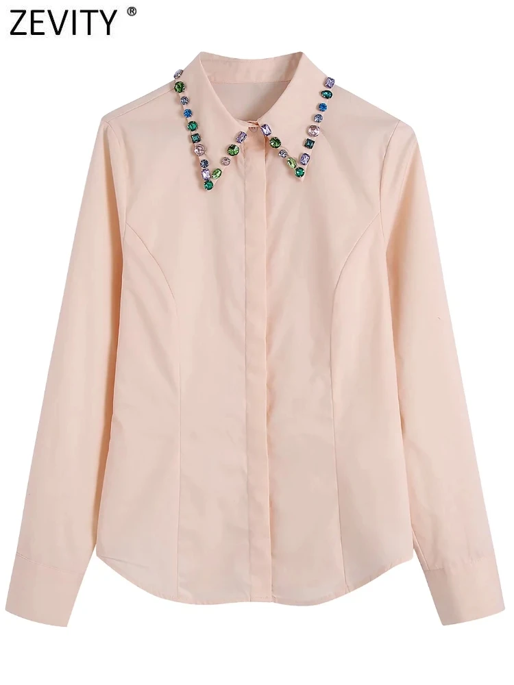 Zevity Women Fashion Colorful Diamonds Decoration Turn Down Collar Smock Blouse Office Lady Casual Shirt Chic Blusas Tops LS549
Zevity Women Fashion Colorful Diamonds Decoration Turn Down Collar Smock Blouse Office Lady Casual Shirt Chic Blusas Tops LS549