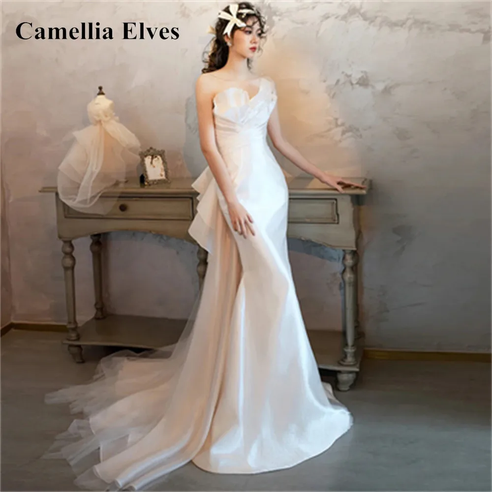 Simple Elegant Satin Mermaid Wedding Dress for Women Strapless Overskirt 2022 Bridal Gown Backless Plus Size Vestido De Noiva
Simple Elegant Satin Mermaid Wedding Dress for Women Strapless Overskirt 2022 Bridal Gown Backless Plus Size Vestido De Noiva