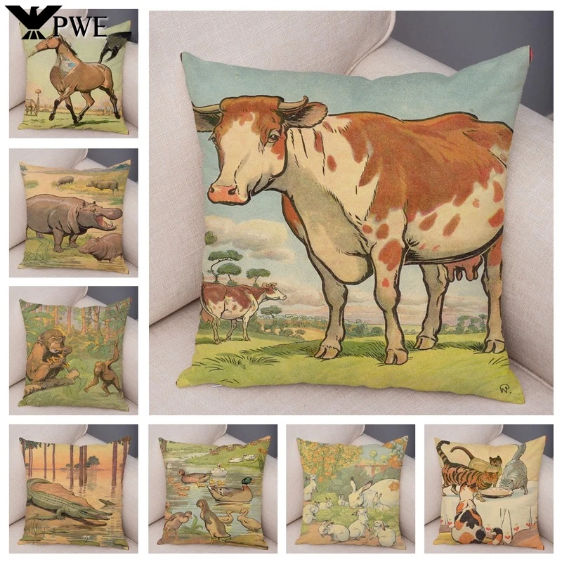 Наволочка в стиле ретро с животными на ферме, детская комната, гостиная, диван, декоративная наволочка с милыми животными, 45*45 см
Наволочка в стиле ретро с животными на ферме, детская комната, гостиная, диван, декоративная наволочка с милыми животными, 45*45 см