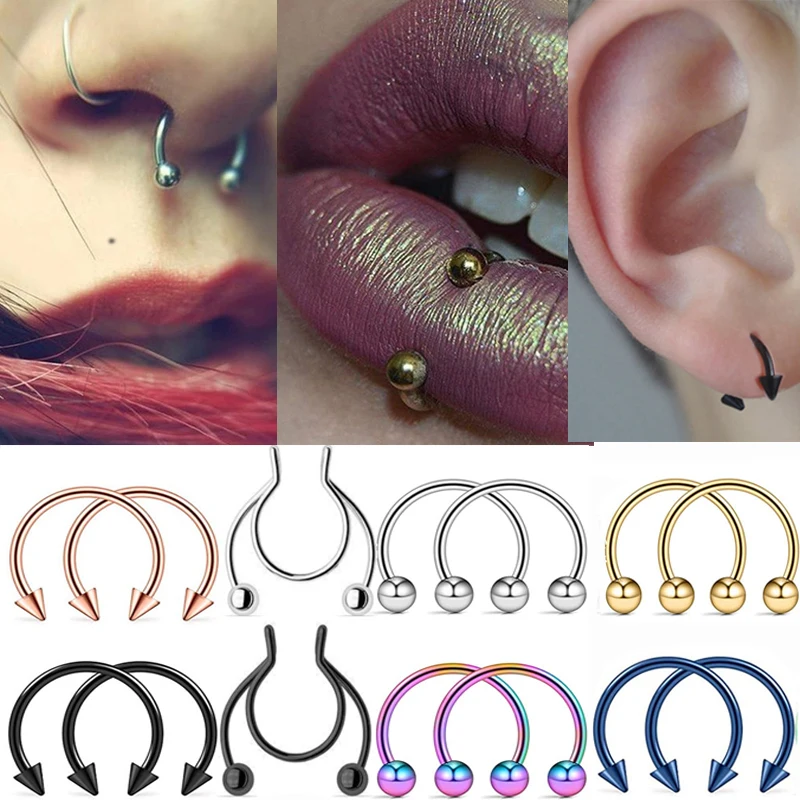 2pcs Surgical Stainless Steel Nose Ring Septum Horseshoe Hoop Earrings Ear Clip Lip Ring Hook Body Piercing Punk Jewelry
2pcs Surgical Stainless Steel Nose Ring Septum Horseshoe Hoop Earrings Ear Clip Lip Ring Hook Body Piercing Punk Jewelry