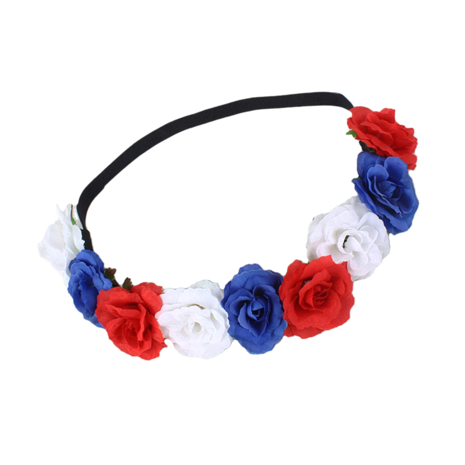 Женская повязка на голову с цветами, красная, синяя, белая 
Женская повязка на голову с цветами, красная, синяя, белая