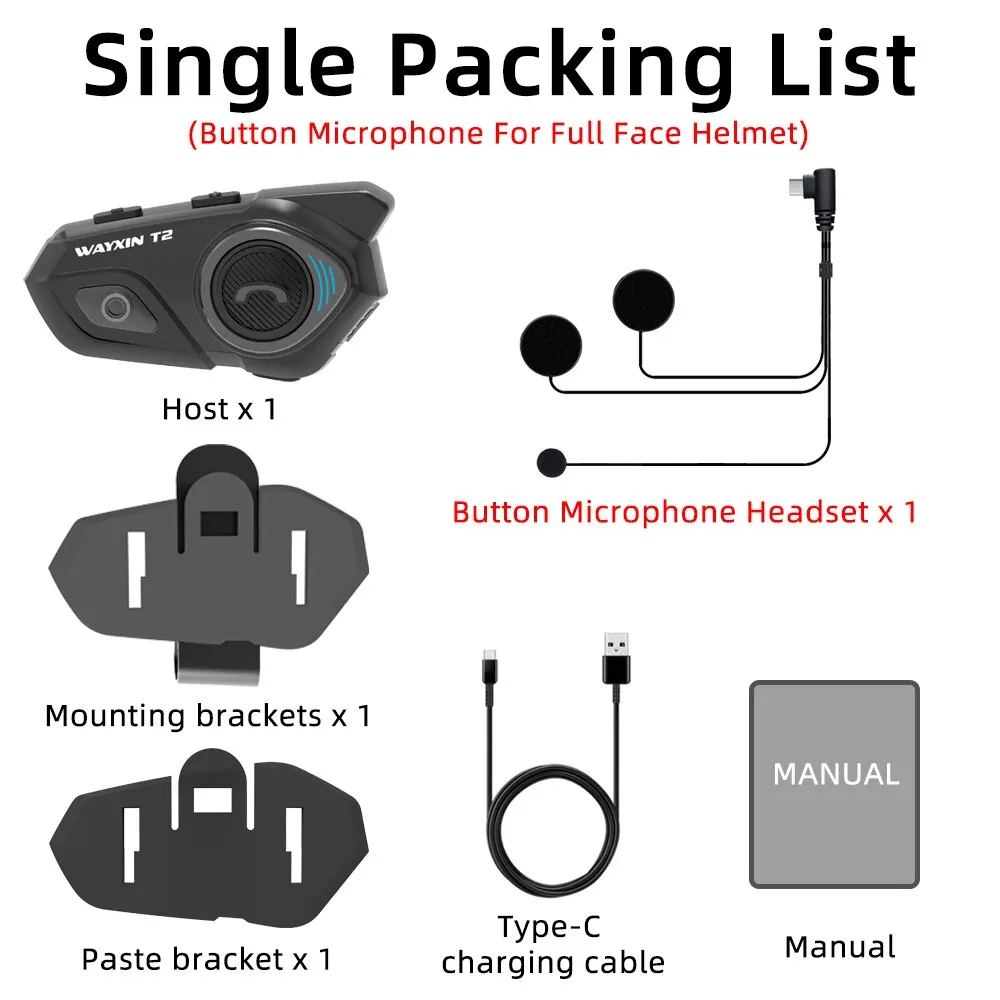 WAYXIN шлем гарнитура T2 мотоцикл Bluetooth домофон для 2 всадника 300 м домофон мото домофон BT 5,1 водонепроницаемый байкер
WAYXIN шлем гарнитура T2 мотоцикл Bluetooth домофон для 2 всадника 300 м домофон мото домофон BT 5,1 водонепроницаемый байкер