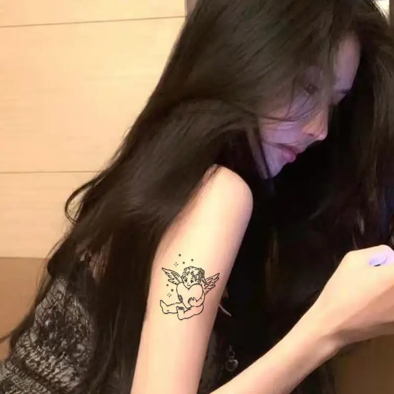 Женские Наклейки с татуировками Love Angel для рук спины травы сока популярная