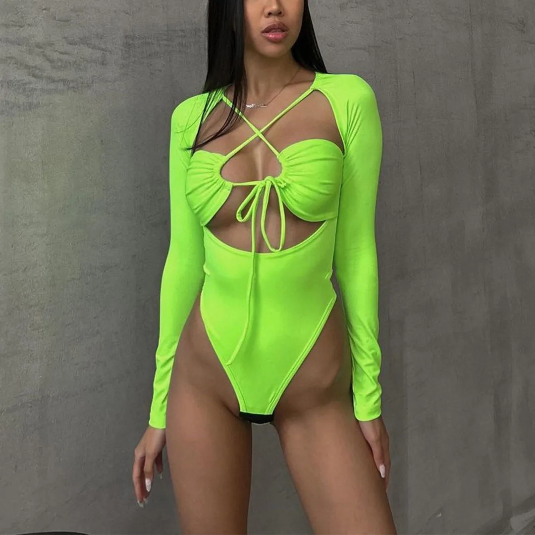 Hot Sexy Cutout Banndage Long Sleeve Bodysuit Romper Women Summer High Waist Slim Fit Skinny Overalls Female One Piece Bodysuits
Hot Sexy Cutout Banndage Long Sleeve Bodysuit Romper Women Summer High Waist Slim Fit Skinny Overalls Female One Piece Bodysuits