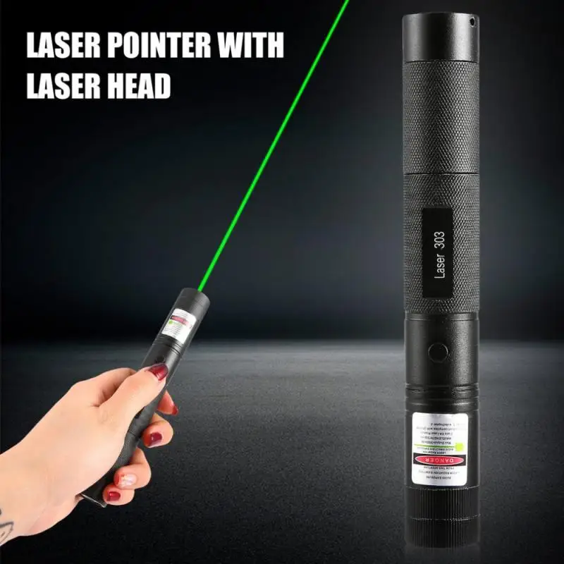 

303 Hunting Laser Pen 10000m 532nm Green Laser Sight Laser Pointer Adjustable Focus Lazer With Laser Pen Head лазерная указка