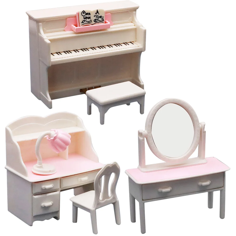 

Furniture Miniature Mini House Model Piano Toy Table Desk Accessories Chair Wooden Set 12 Miniatures Play Landscaping Dressing