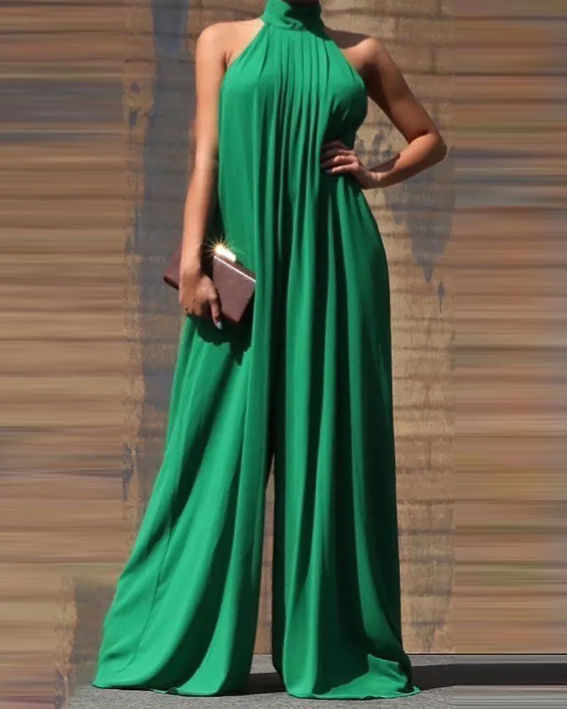 Женский комбинезон с широкими штанинами, зеленая водолазка без рукавов, свободный пикантный модный темпераментный Повседневный весенний комбинезон с открытой спиной
Женский комбинезон с широкими штанинами, зеленая водолазка без рукавов, свободный пикантный модный темпераментный Повседневный весенний комбинезон с открытой спиной