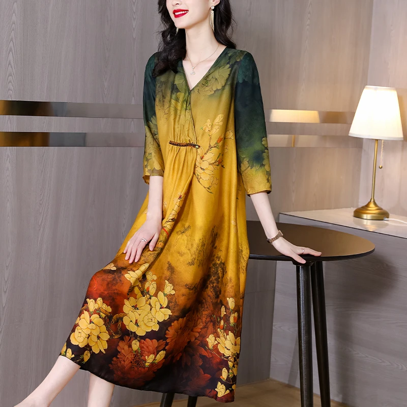 Plus Size Fashion Vintage Silk Print Dress Women Summer 2022 New Loose Tight Over Knee Long Dress Floral Party Dress Vestidos
Plus Size Fashion Vintage Silk Print Dress Women Summer 2022 New Loose Tight Over Knee Long Dress Floral Party Dress Vestidos