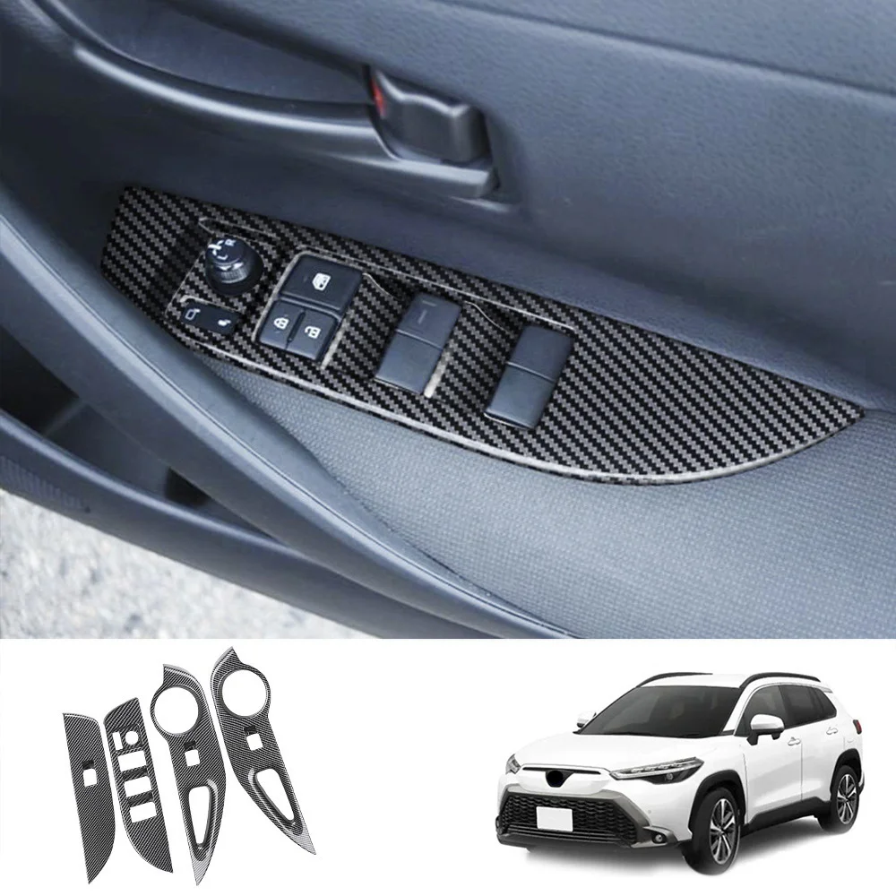 Car Carbon Fiber Window Glass Lift Button Switch Cover Trim Door Armrest Panel for Toyota Corolla Cross 2021 2022 RHD 
Car Carbon Fiber Window Glass Lift Button Switch Cover Trim Door Armrest Panel for Toyota Corolla Cross 2021 2022 RHD