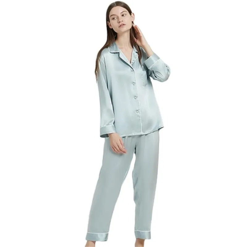 Women 16 Mm Mulberry Silk Sleepwear Ladies Luxury Real Silk Long Sleeved Pajamas Spring Autumn Elegant Noble Sexy Nightwears
Women 16 Mm Mulberry Silk Sleepwear Ladies Luxury Real Silk Long Sleeved Pajamas Spring Autumn Elegant Noble Sexy Nightwears