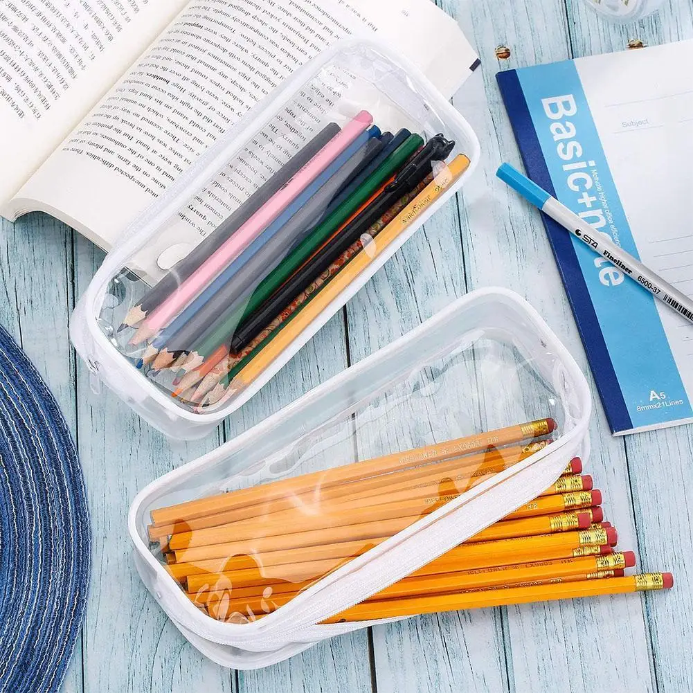 Transparent PVC Zip Pencil case Black and white Large Zipper Stationery Bag Student Capacity Pouches Simple Pencil Kawaii Y8P0
Transparent PVC Zip Pencil case Black and white Large Zipper Stationery Bag Student Capacity Pouches Simple Pencil Kawaii Y8P0
