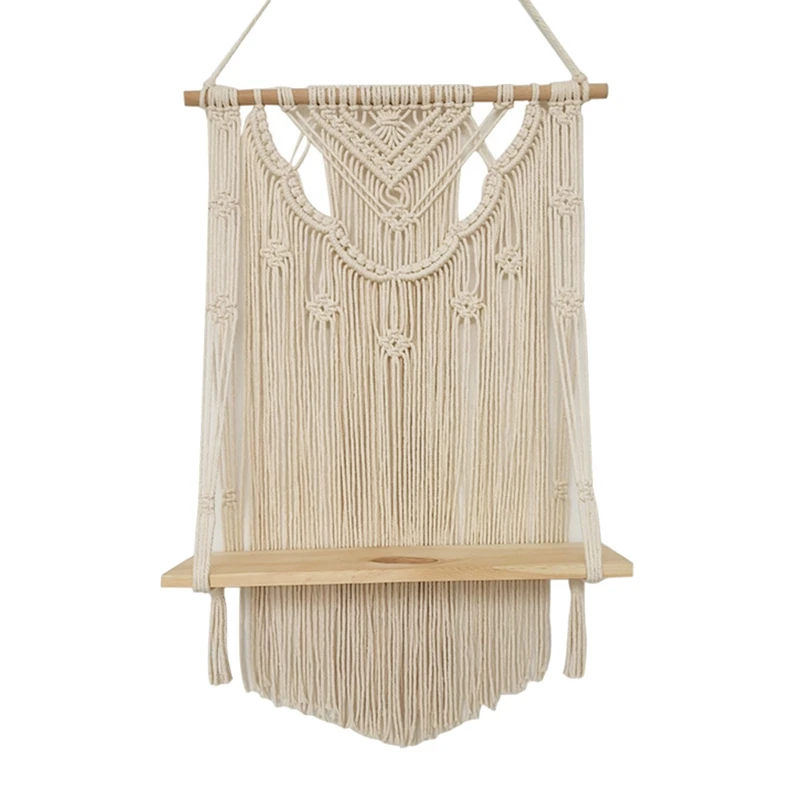 Macrame Wall Hanging Shelf, Single Tier Wood Floating Hanging Shelf Organizer Hanger, Boho Home Wall Decor
Macrame Wall Hanging Shelf, Single Tier Wood Floating Hanging Shelf Organizer Hanger, Boho Home Wall Decor