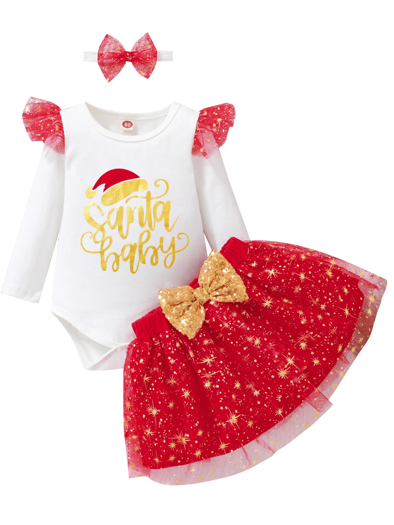 Newborn Baby Girl Christmas Romper Set Ruffle Print Bodysuit Sequin Tutu Skirt Headband Santa Xmas 3PCS Outfit
Newborn Baby Girl Christmas Romper Set Ruffle Print Bodysuit Sequin Tutu Skirt Headband Santa Xmas 3PCS Outfit