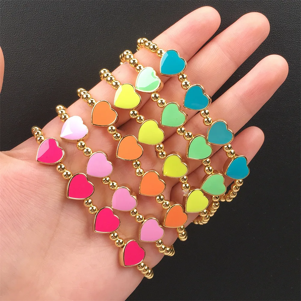 New Fashion Charm Enamel Love Bracelet for Women DIY Metal Copper Beads Elastic Distance Bracelet Female Wristband Jewelry 
New Fashion Charm Enamel Love Bracelet for Women DIY Metal Copper Beads Elastic Distance Bracelet Female Wristband Jewelry