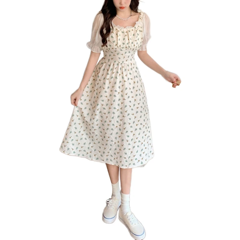 Women's Floral Puff Short Sleeve Ruched A Line Dress Square Neck Ruffle Knee Length Dresses
Women's Floral Puff Short Sleeve Ruched A Line Dress Square Neck Ruffle Knee Length Dresses