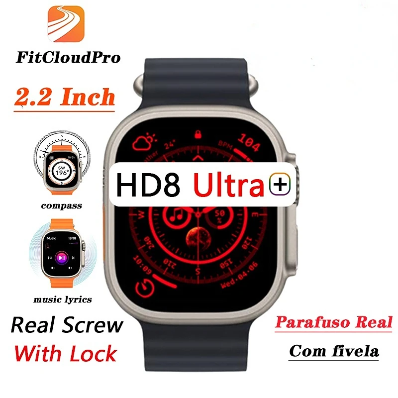Smart Watch 49mm HD8 Ultra+ 2.2 Inch Series 8 With Lock Compass Real Screw IWO Ultra Temperature ECG NFC Men Women Smart Watch
Smart Watch 49mm HD8 Ultra+ 2.2 Inch Series 8 With Lock Compass Real Screw IWO Ultra Temperature ECG NFC Men Women Smart Watch