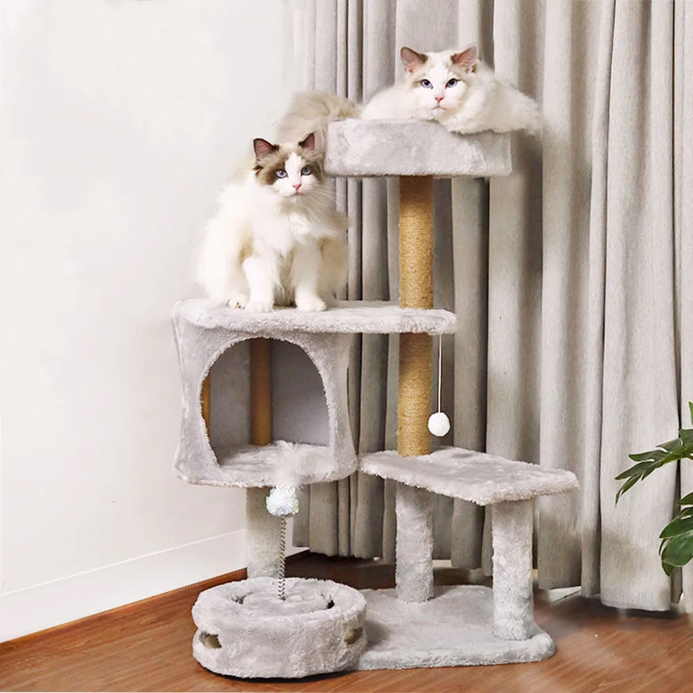 

Integrated Cat Climbing Frame Cat Tree Cat Nest Solid Wood Grabbing Column Large Tree Grabbing Board Hemp Rope Cat Toy