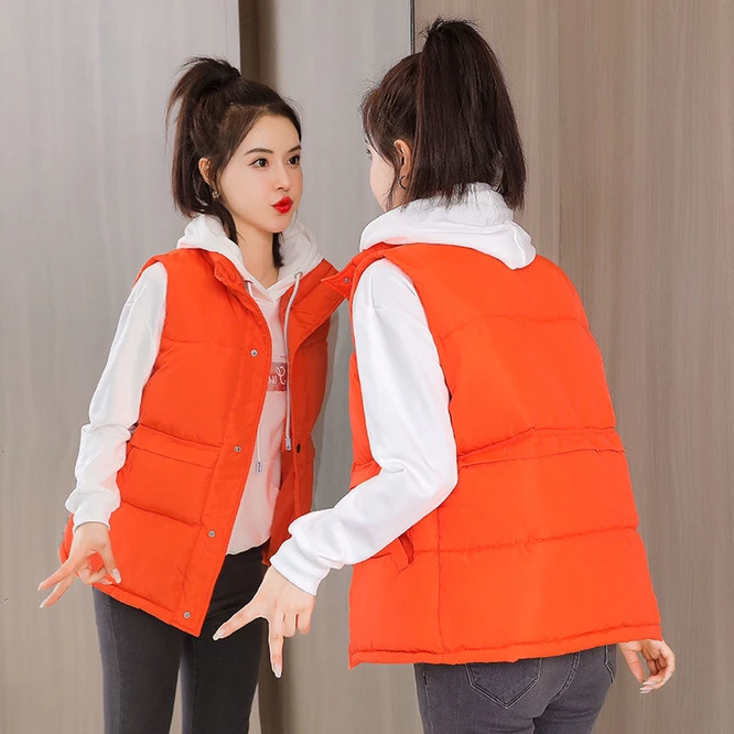 2022 Autumn Winter Women Solid Loose Vest Stand Collar Long Vest Jacket Cotton Padded Women Windproof Warm Waistcoat Orange
2022 Autumn Winter Women Solid Loose Vest Stand Collar Long Vest Jacket Cotton Padded Women Windproof Warm Waistcoat Orange