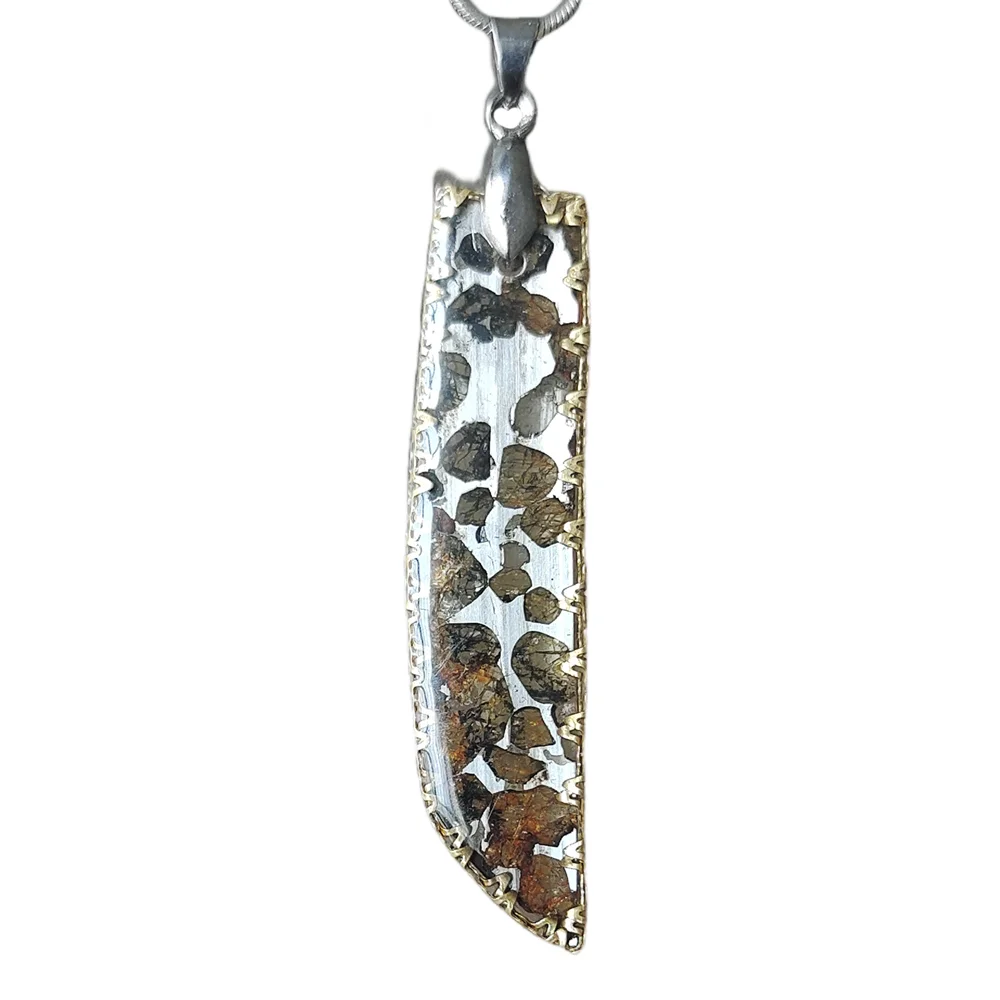 Brenham Olive Meteorite Pendant Olive Meteorite Necklace Men's And Women's Jewelry Natural Meteorite Material - QB219
Brenham Olive Meteorite Pendant Olive Meteorite Necklace Men's And Women's Jewelry Natural Meteorite Material - QB219