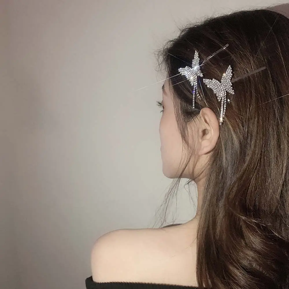 Korean Style Butterfly Shiny Rhinestone Crystal Women Hair Clips Butterfly Hair Clips Butterfly Tassel Hairpin
Korean Style Butterfly Shiny Rhinestone Crystal Women Hair Clips Butterfly Hair Clips Butterfly Tassel Hairpin