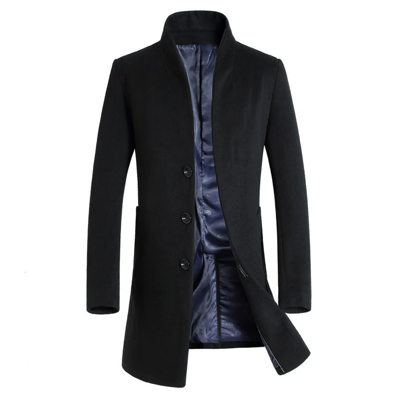 

2022 New Long Wool Coat Men Fashion Pea Coat Jacket Wool & Blends Autumn Winter Jackets Mens Woolen Overcoat Plus Size 5XL 6XL