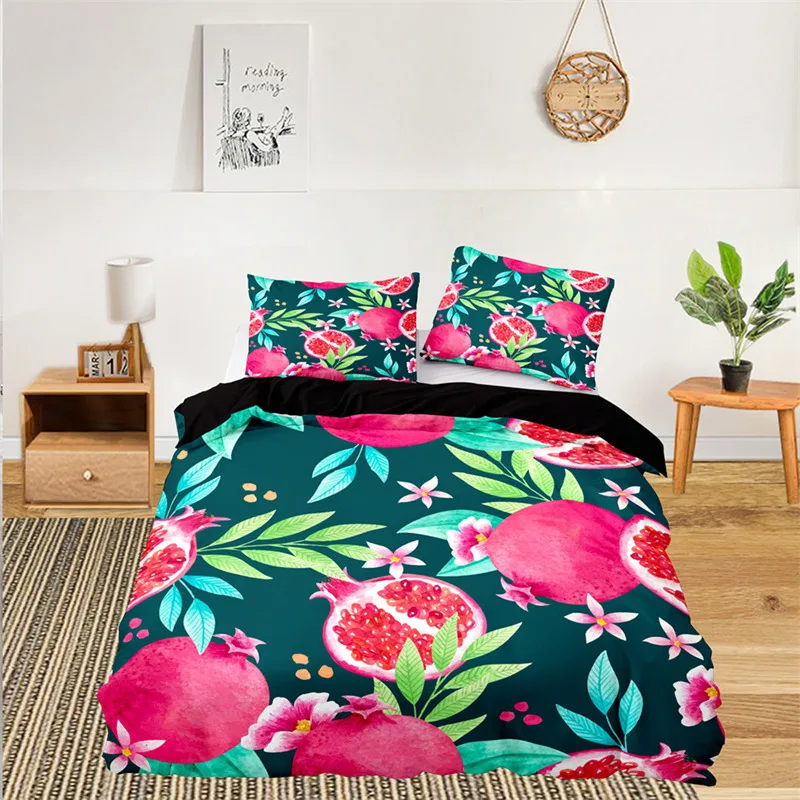 

Cute Chic Fruit Bedding Set For Kids Girls Boys Room Decor Tropical Pineapple Cherry Pomegranate Print Duvet Cover Pillowcases