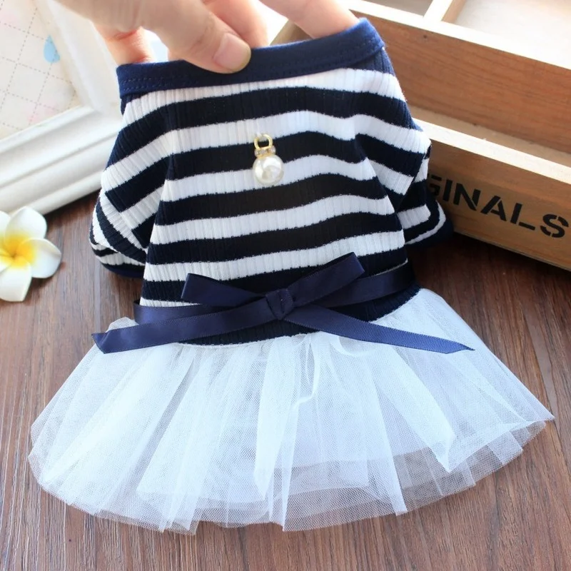 Pet Dog Clothes Artificial Pearls Dresses Clothings Dogs Super Small Clothing Cute Striped Print Spring Summer Blue Ropa Perro
Pet Dog Clothes Artificial Pearls Dresses Clothings Dogs Super Small Clothing Cute Striped Print Spring Summer Blue Ropa Perro