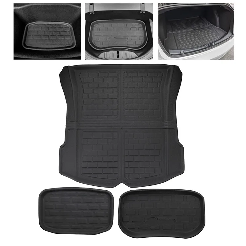 

Custom-designed For Tesla Model 3 Model Y 2021 All-weather 3D Cargo Liner Rear Trunk Mat XPE Trunk Mats Front Reaer Box Liners