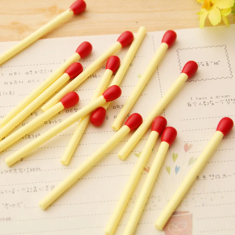 

5PCS Creative School Office Supply Ballpoint Pen Matche Stationery Cute Kawaii Mini Matchstick Funny Free Novelty Pen