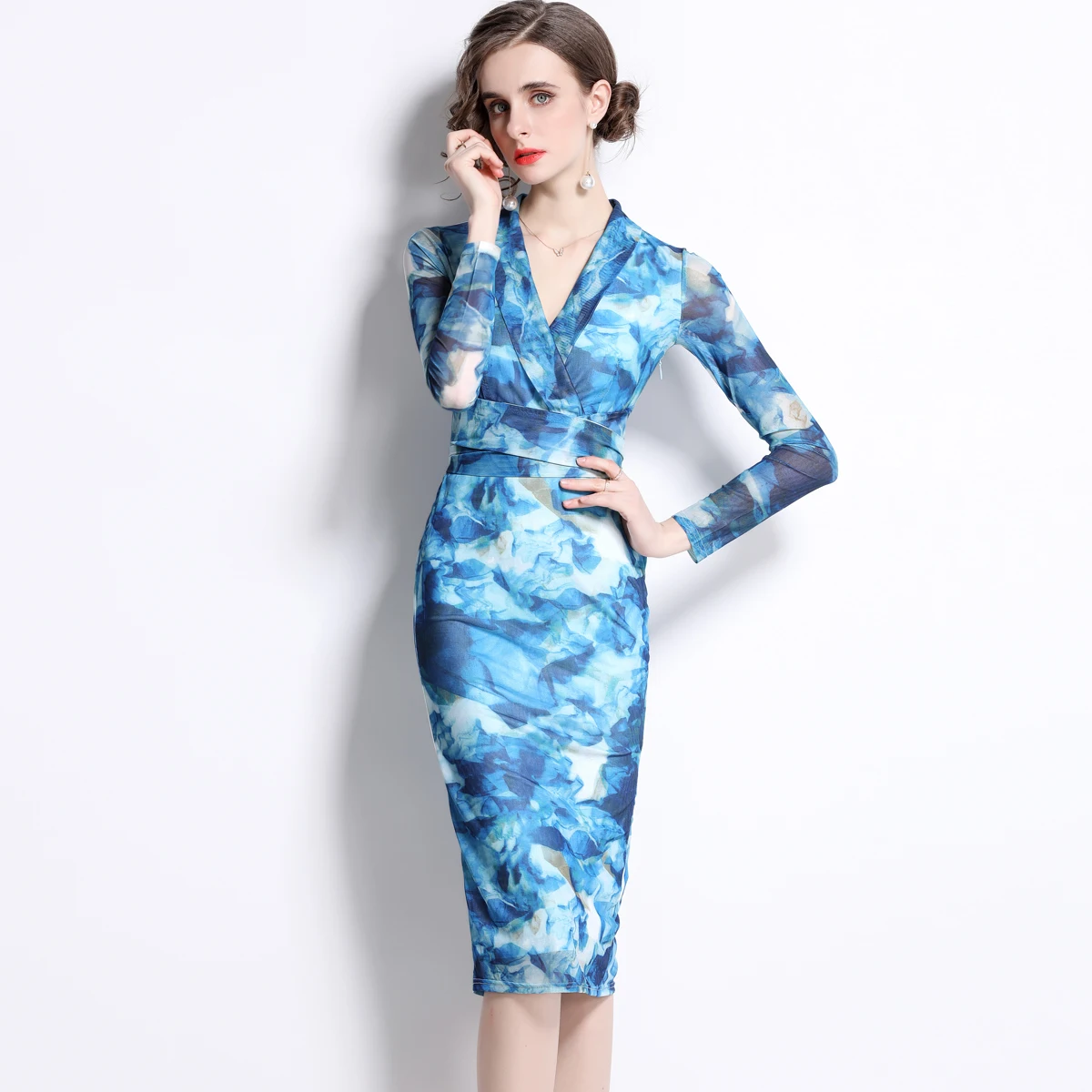 Niche Long Sleeve Bodycon Dresses Women Office Lady Print Autumn Dresses Sheath V-Neck Knee-Length Vestidos De Verano Mujer 2022
Niche Long Sleeve Bodycon Dresses Women Office Lady Print Autumn Dresses Sheath V-Neck Knee-Length Vestidos De Verano Mujer 2022
