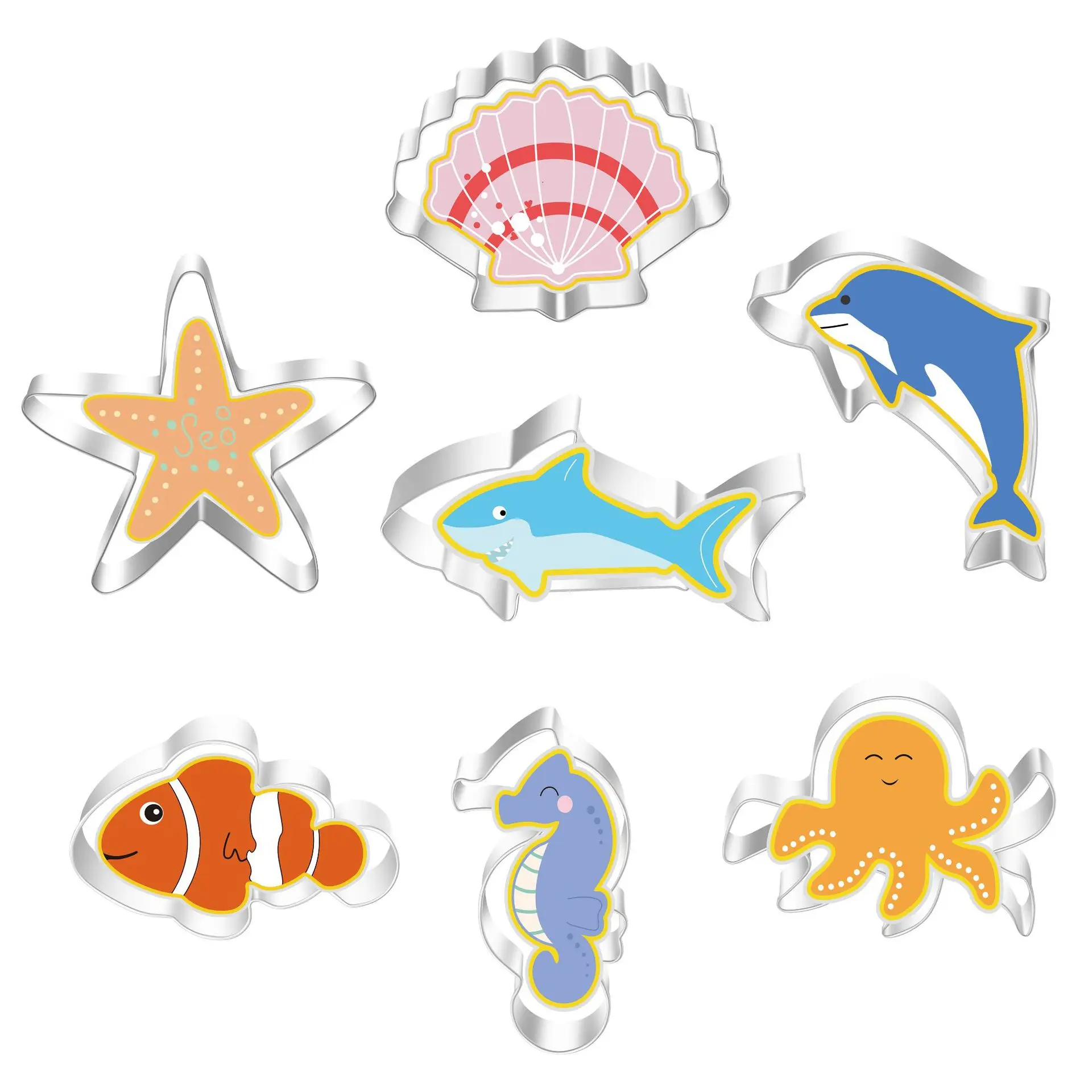 7Pcs Stainless Steel Cookie Cutter Biscuits Shell Starfish Hippocampus Cookie Stamps Bakeware Biscuit Mold Party Baking Tool
7Pcs Stainless Steel Cookie Cutter Biscuits Shell Starfish Hippocampus Cookie Stamps Bakeware Biscuit Mold Party Baking Tool