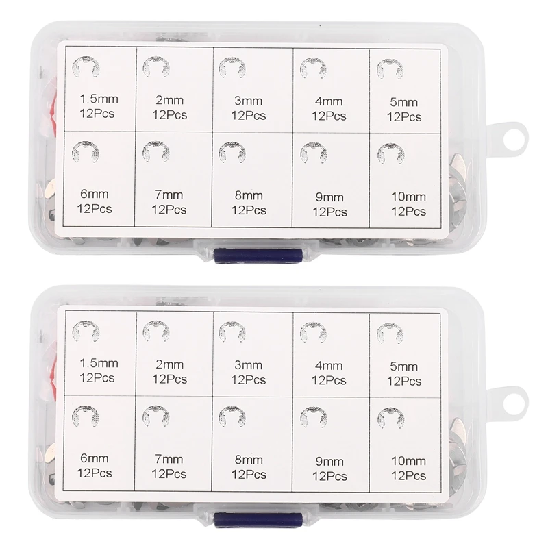 240PCS 304 Stainless Steel E Clip Washer Assortment Kits Circlip Retaining Ring For Shaft Fastener M1.5-M10
240PCS 304 Stainless Steel E Clip Washer Assortment Kits Circlip Retaining Ring For Shaft Fastener M1.5-M10