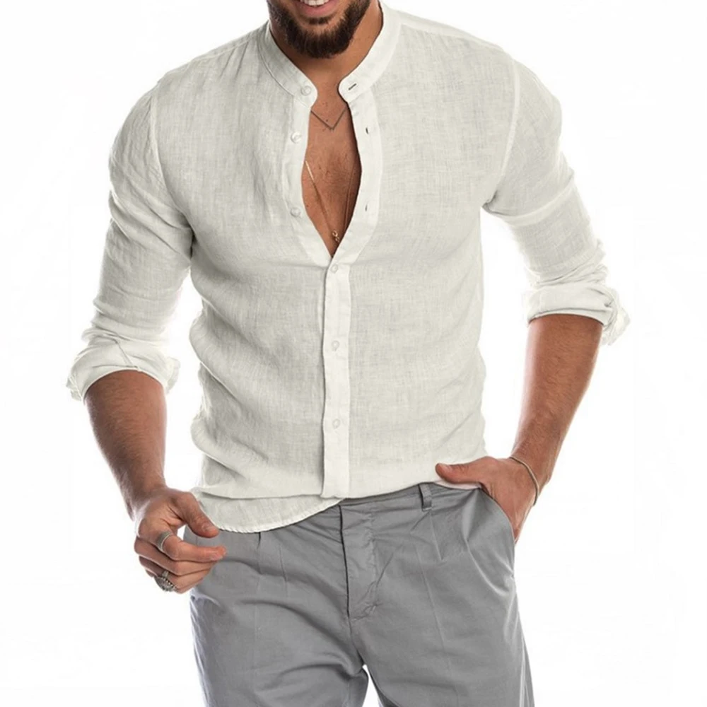 Shirts For Men Linen Shirt Casual Long Sleeve Loose New Solid Color Spring And Summer Stand Collar Handsome Beach Blouse
Shirts For Men Linen Shirt Casual Long Sleeve Loose New Solid Color Spring And Summer Stand Collar Handsome Beach Blouse