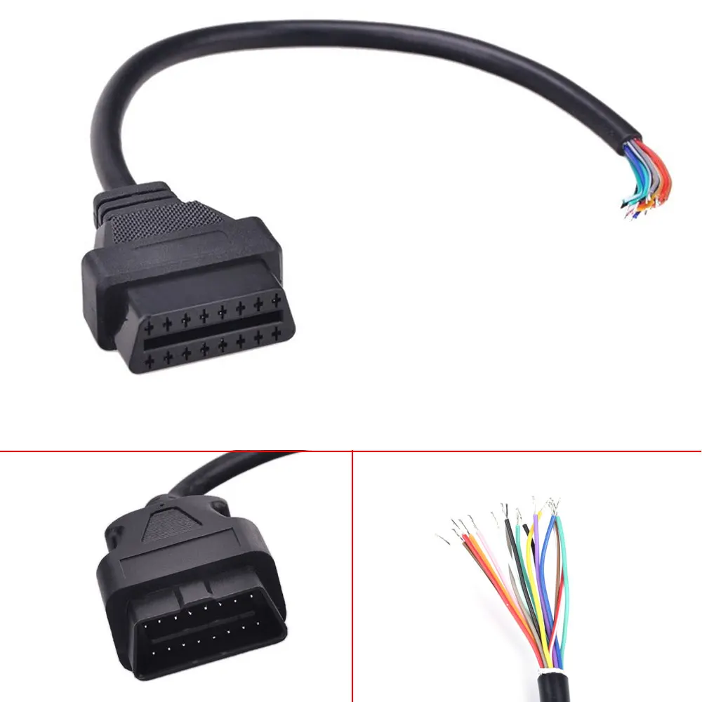 

OBD2 16Pin Female/male Connector to Opening OBD Cable OBDII OBD-ii ODB2 16 Pin OBD 2 Adaptor 30CM/60CM Length Hot Sale