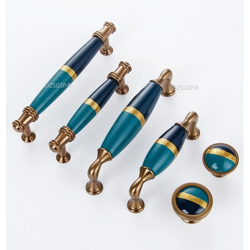 European style handle Light Luxury Ceramic Blue/Golden American Wardrobe Door Handle Kitchen Cabinet Drawer furniture handles
European style handle Light Luxury Ceramic Blue/Golden American Wardrobe Door Handle Kitchen Cabinet Drawer furniture handles