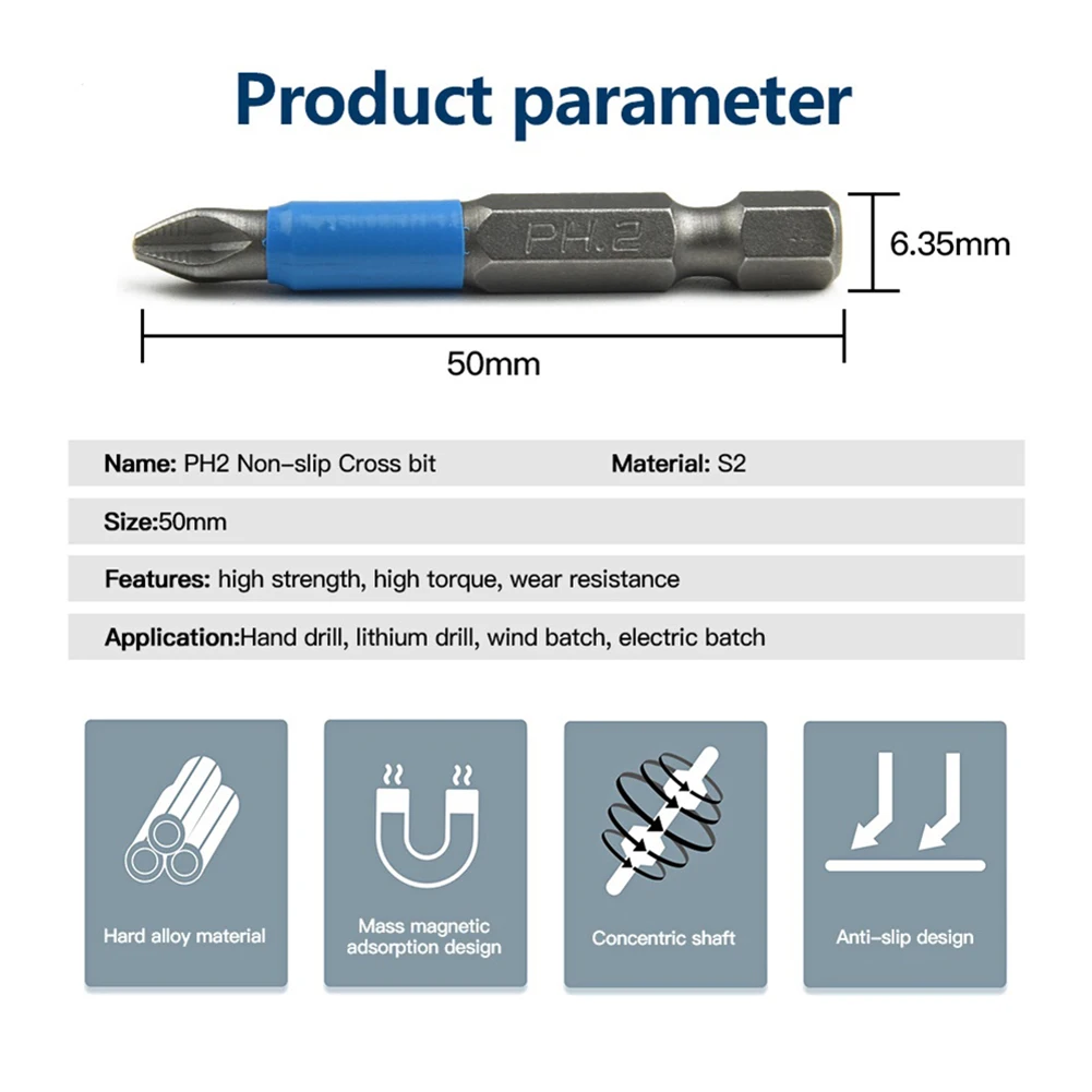 5pcs PH2 Cross Screwdriver Bits Hex Shank Nutdrivers Steel 50mm For 1/4inch Manual Electric Magnetic Screwdrivers Hand Tools
5pcs PH2 Cross Screwdriver Bits Hex Shank Nutdrivers Steel 50mm For 1/4inch Manual Electric Magnetic Screwdrivers Hand Tools