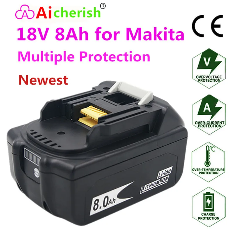 

Makita 18V 18650 Lithium Ion Rechargeable Battery BL1860B Latest Version 8000mAh 8Ah Batteries BL1860 BL1840 BL1850 BL1830