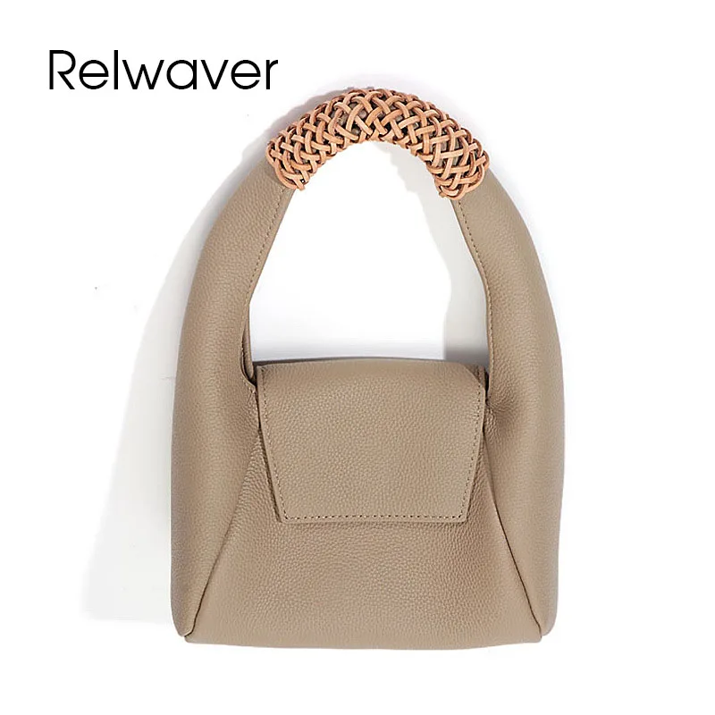 

Relwaver genuine leather women bag top layer cowhide shoulder crossbody bags for women small hollowed handbag cover underarm bag
