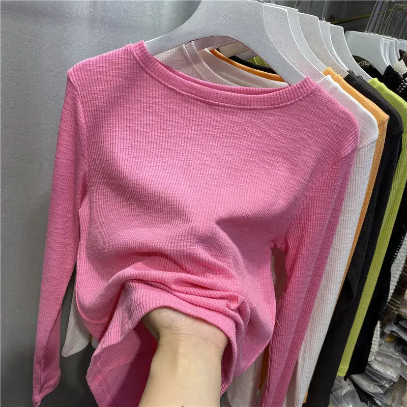 Round neck bright color long sleeve T-shirt top women's versatile bottoming t-shirt P3 846
Round neck bright color long sleeve T-shirt top women's versatile bottoming t-shirt P3 846