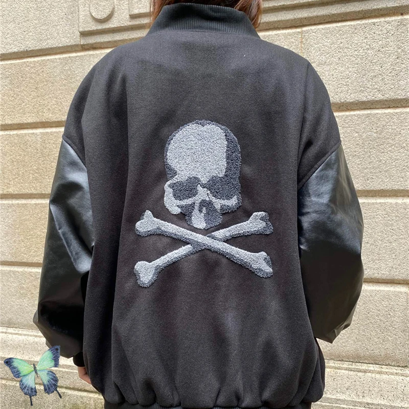 2022 Mastermind Japan Baseball Jacket Skull Embroidery Leather Sleeve Couple Baseball Uniform Button Cardigan
2022 Mastermind Japan Baseball Jacket Skull Embroidery Leather Sleeve Couple Baseball Uniform Button Cardigan