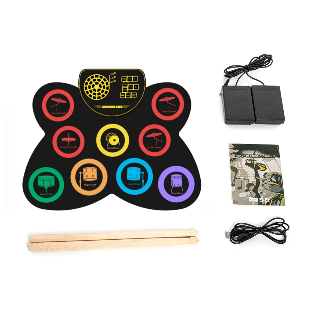 Portable Digital Electronic Drum Set 9 Pads USB With Drumsticks Foot Pedals High Quality USB Rechargeable Instruments Drum
Portable Digital Electronic Drum Set 9 Pads USB With Drumsticks Foot Pedals High Quality USB Rechargeable Instruments Drum