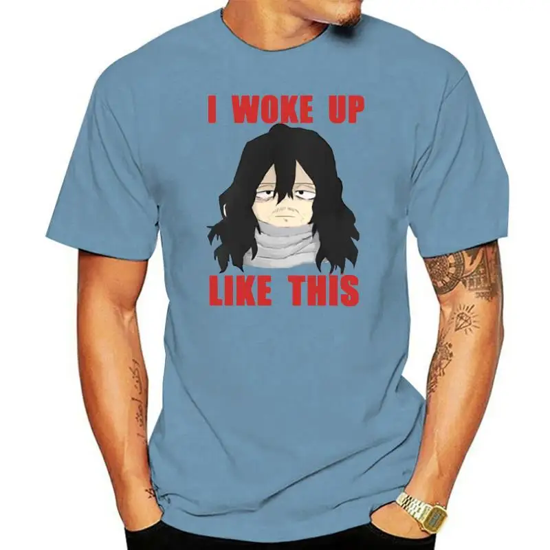 

Men tshirt Aizawa Shouta Eraserhead I woke up like this Chibi BNHAMHA Unisex T Shirt Printed T-Shirt tees top