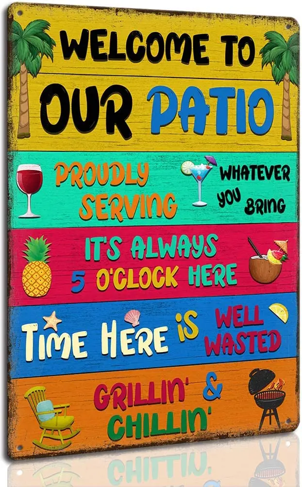Welcome To Our Patio Signs Proudly Serving Whatever You Bring Rustic Aluminum Metal Sign for Porch Plaque Outdoor Decor 8 x 12 i
Welcome To Our Patio Signs Proudly Serving Whatever You Bring Rustic Aluminum Metal Sign for Porch Plaque Outdoor Decor 8 x 12 i