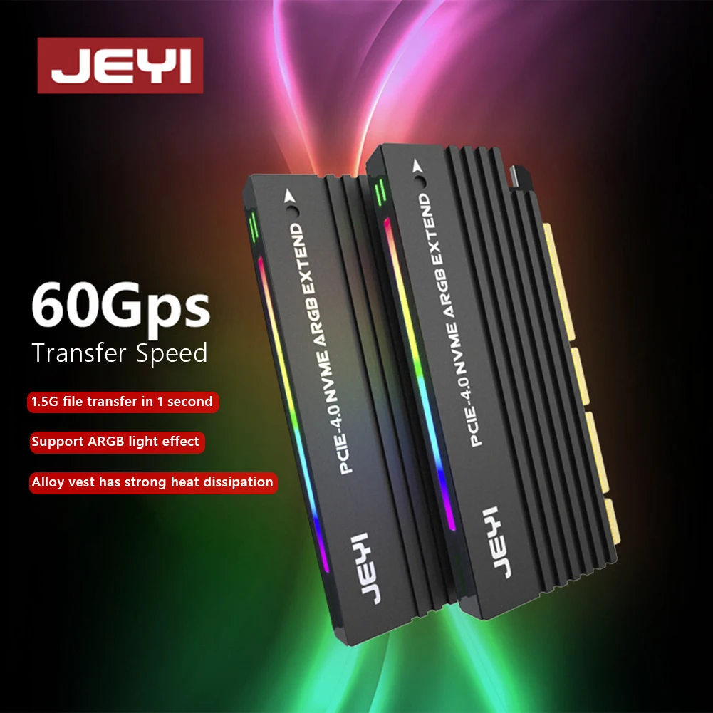 JEYI PCI-E 4,0 до M.2 NVME протокол адаптера из алюминиевого сплава с ARGB эффект освещения карта передачи скорость до 64 Гбит/с
JEYI PCI-E 4,0 до M.2 NVME протокол адаптера из алюминиевого сплава с ARGB эффект освещения карта передачи скорость до 64 Гбит/с