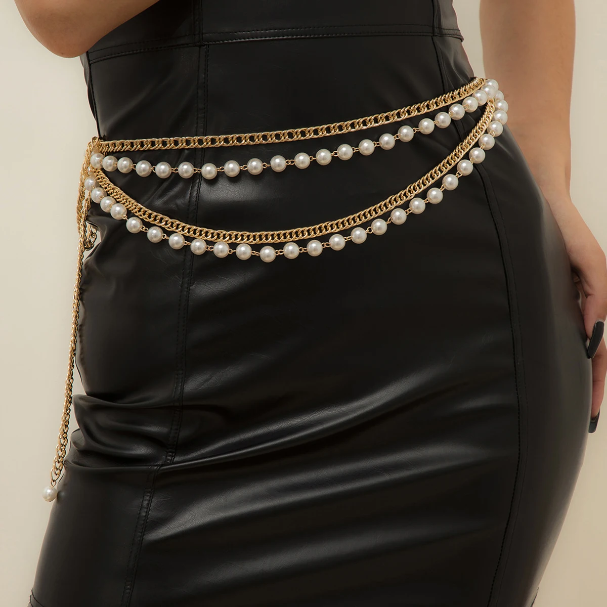 

Imitation Pearl Chain Belts for Women Waistbands Metal Aluminium Ladies Desinger (with Dress) 2023 Y2k Thin Lady Body Chain 022
