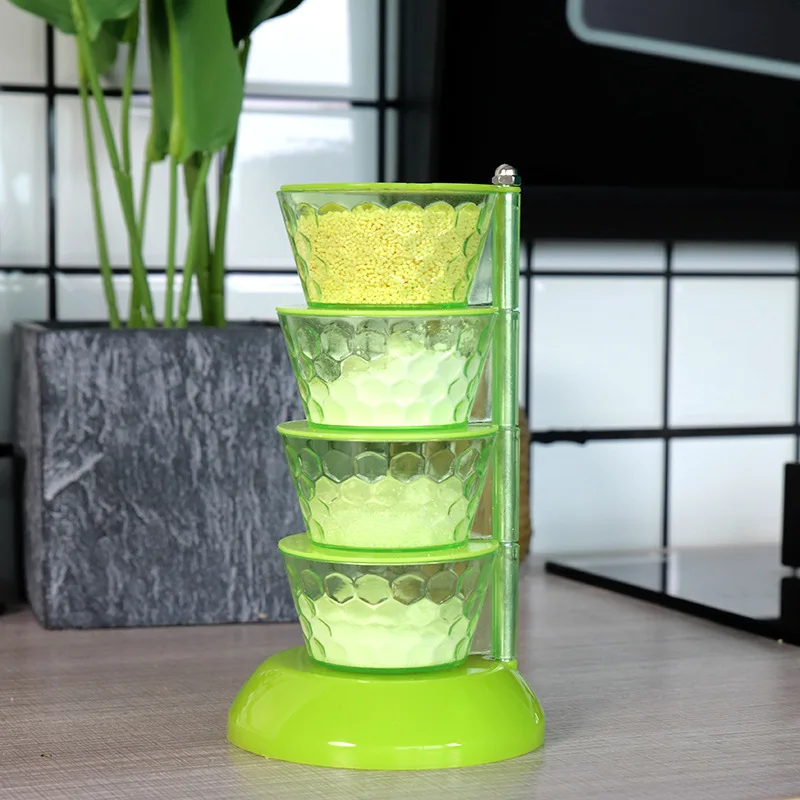 

Vertical Rotatable Seasoning Box with Transparent Rotating Design Spice Box for Salt Jar Spoon Rotary Storage Rack Kitchen Tools